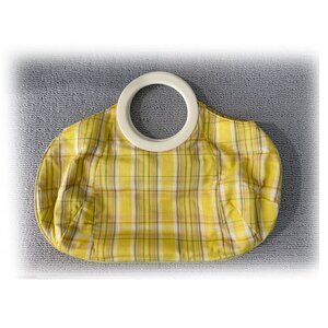 J Crew Madras Plaid Yellow Clutch Handbag